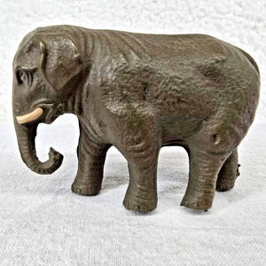 Viscoloid VCO Elephant Figure Celluloid 2" Trunk Down w Tusks Vtg 1930s